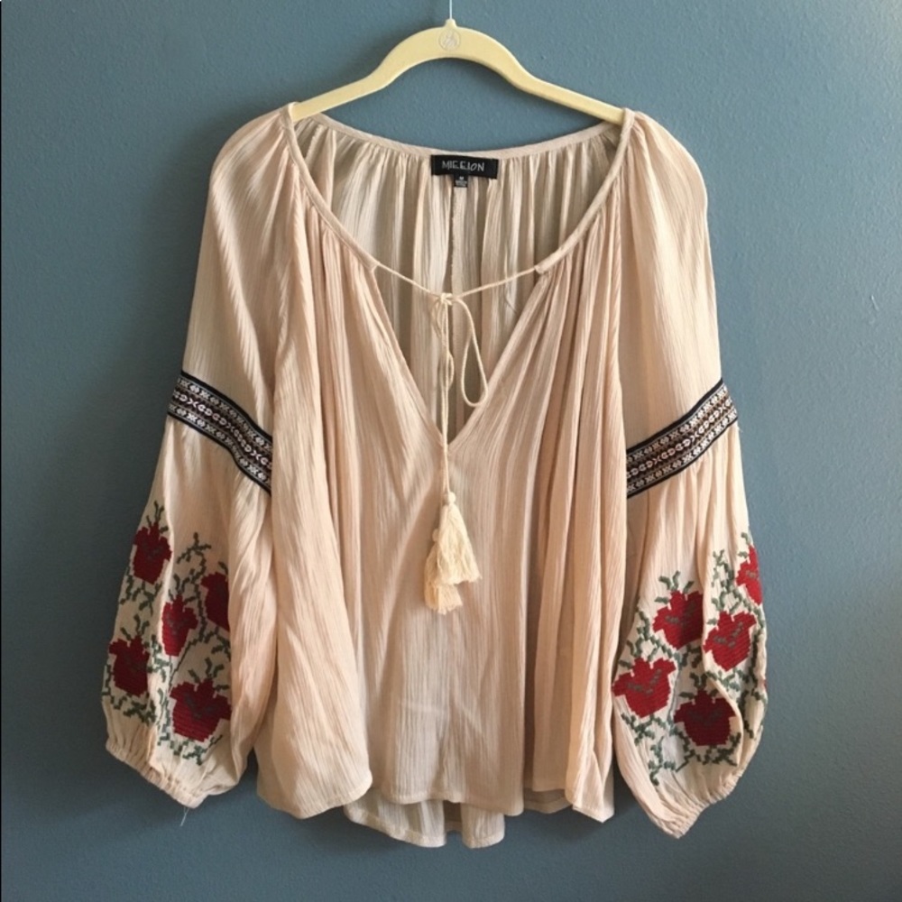 LF Blouse Peasant‎ blouse boho hippie bohemian tassel shirt